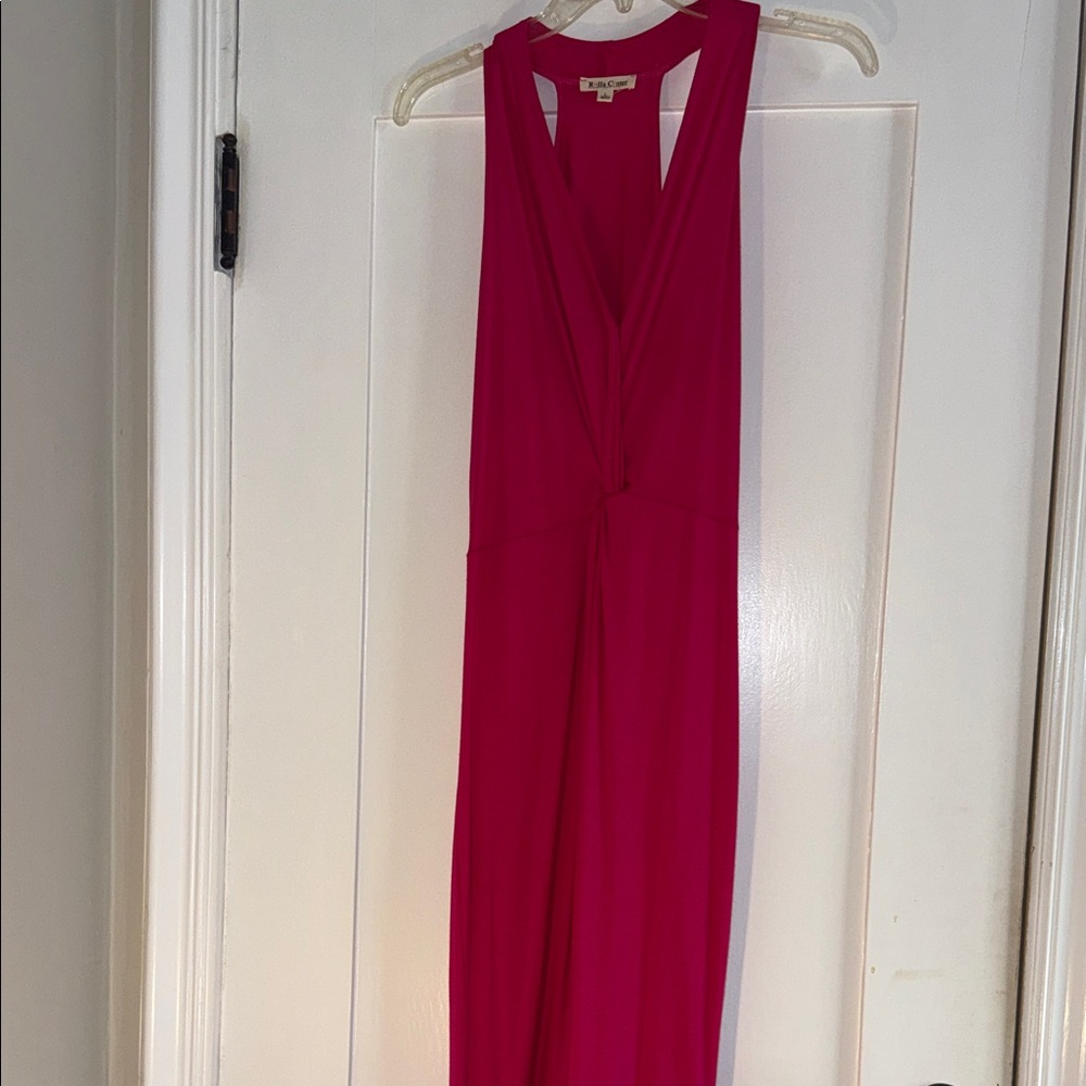 Elegant Hot Pink Sleeveless Dress